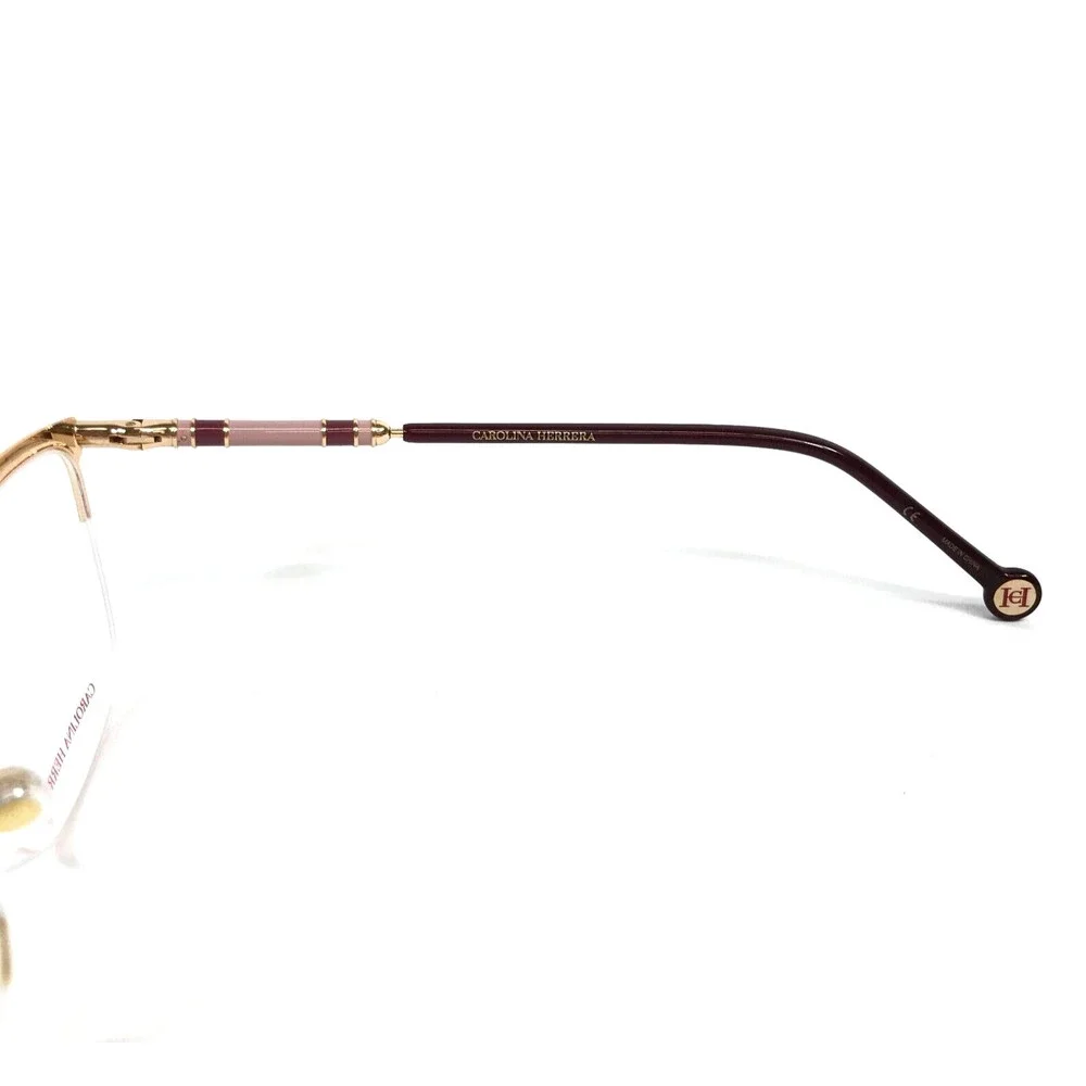 Carolina Herrera Eyeglasses Frames CH0033 NOA Gold Burgundy Cat Eye 53-17-145